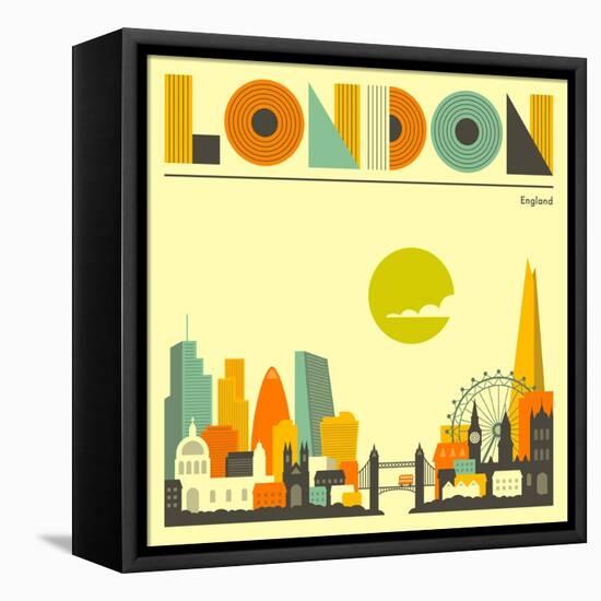 London Skyline-Jazzberry Blue-Framed Stretched Canvas