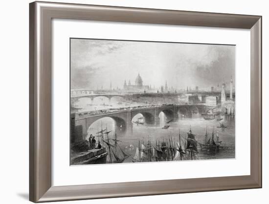 London, Southwark and Blackfriars Bridges over the River Thames, London, England, from…-William Henry Bartlett-Framed Giclee Print