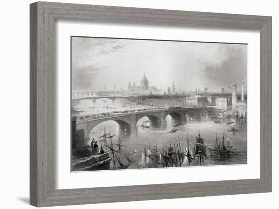 London, Southwark and Blackfriars Bridges over the River Thames, London, England, from…-William Henry Bartlett-Framed Giclee Print