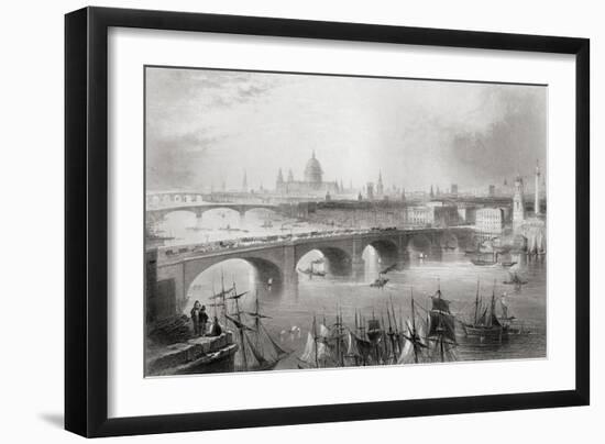 London, Southwark and Blackfriars Bridges over the River Thames, London, England, from…-William Henry Bartlett-Framed Giclee Print