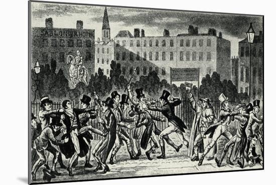 London Street Fight, early 19th century-George Cruikshank-Mounted Giclee Print