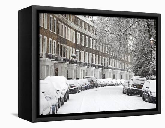 London Street in Snow, Notting Hill, London, England, United Kingdom, Europe-Mark Mawson-Framed Premier Image Canvas