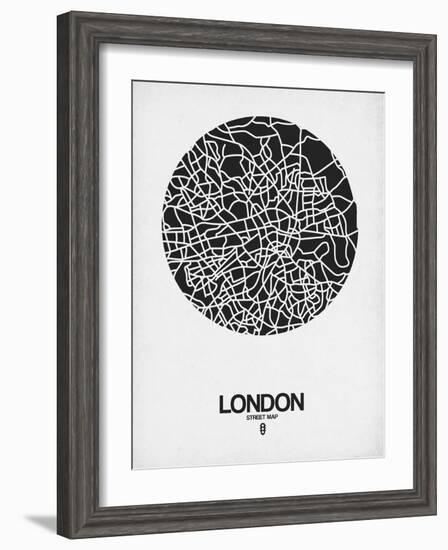 London Street Map Black on White-NaxArt-Framed Art Print