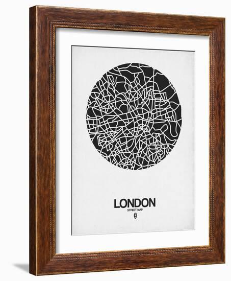 London Street Map Black on White-NaxArt-Framed Art Print