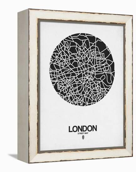 London Street Map Black on White-NaxArt-Framed Stretched Canvas