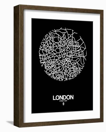 London Street Map Black-null-Framed Art Print