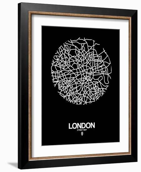 London Street Map Black-null-Framed Art Print