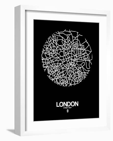 London Street Map Black-null-Framed Art Print