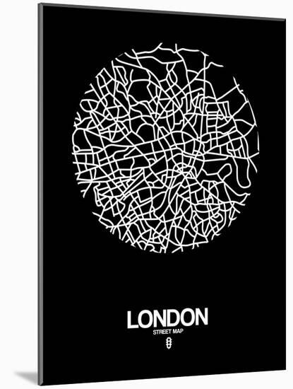 London Street Map Black-null-Mounted Art Print