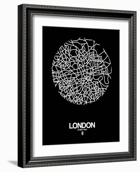 London Street Map Black-null-Framed Art Print