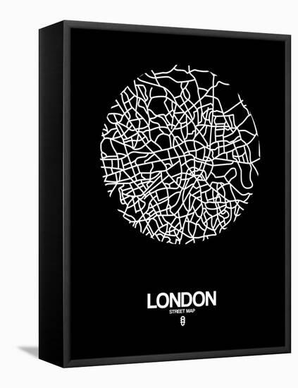 London Street Map Black-null-Framed Stretched Canvas