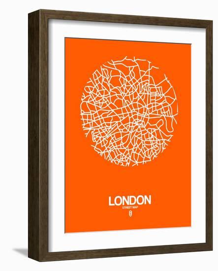 London Street Map Orange-NaxArt-Framed Art Print