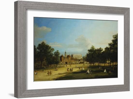 London: the Old Horse Guards and the Banqueting Hall, Whitehall, from St. James's Park, with…-Canaletto-Framed Giclee Print