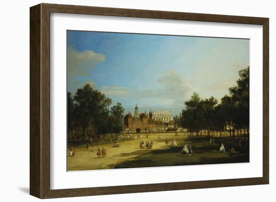 London: the Old Horse Guards and the Banqueting Hall, Whitehall, from St. James's Park, with…-Canaletto-Framed Giclee Print