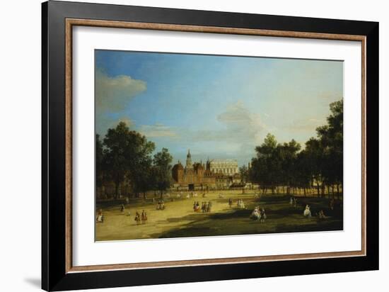 London: the Old Horse Guards and the Banqueting Hall, Whitehall, from St. James's Park, with…-Canaletto-Framed Giclee Print