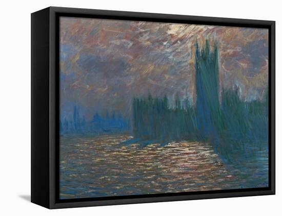 London, the Parliament; Reflections on the Thames River, 1899-1901-Claude Monet-Framed Premier Image Canvas