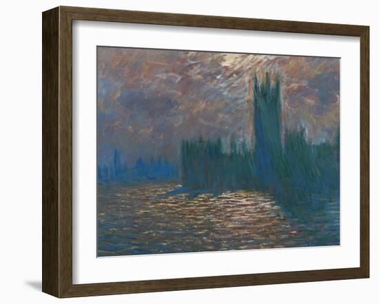 London, the Parliament; Reflections on the Thames River, 1899-1901-Claude Monet-Framed Giclee Print