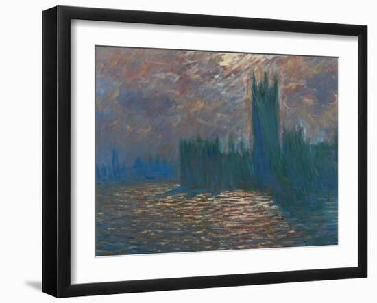 London, the Parliament; Reflections on the Thames River, 1899-1901-Claude Monet-Framed Giclee Print