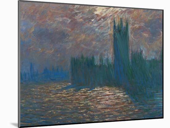 London, the Parliament; Reflections on the Thames River, 1899-1901-Claude Monet-Mounted Giclee Print