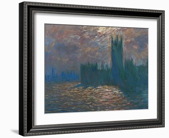 London, the Parliament; Reflections on the Thames River, 1899-1901-Claude Monet-Framed Giclee Print