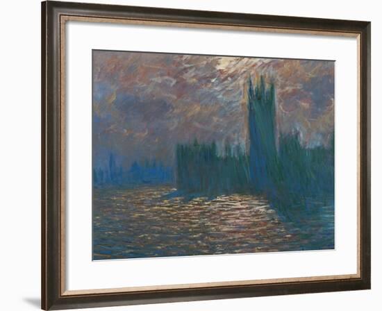 London, the Parliament; Reflections on the Thames River, 1899-1901-Claude Monet-Framed Giclee Print