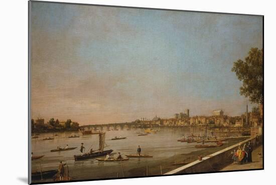 London: the Thames at Westminster and Whitehall from the Terrace of Somerset House-Canaletto-Mounted Giclee Print