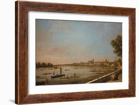 London: the Thames at Westminster and Whitehall from the Terrace of Somerset House-Canaletto-Framed Giclee Print