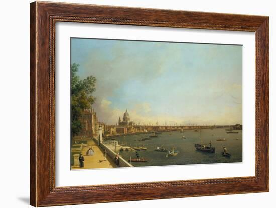 London. the Thames from Somerset House Terrace Towards the City, Ca 1751-Canaletto-Framed Giclee Print