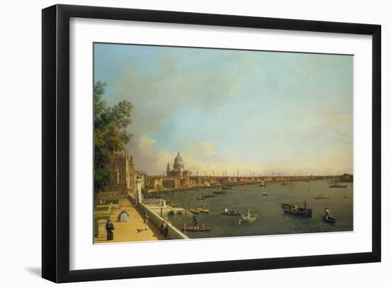 London. the Thames from Somerset House Terrace Towards the City, Ca 1751-Canaletto-Framed Giclee Print