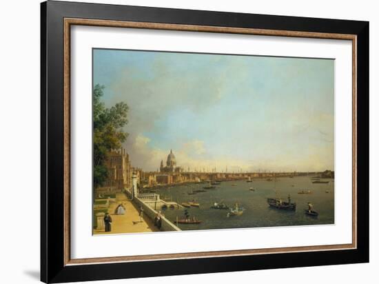 London. the Thames from Somerset House Terrace Towards the City, Ca 1751-Canaletto-Framed Giclee Print