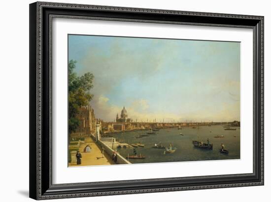 London. the Thames from Somerset House Terrace Towards the City, Ca 1751-Canaletto-Framed Giclee Print