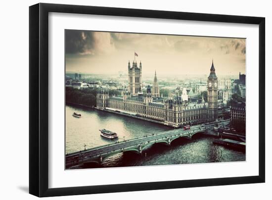 London, the Uk. Big Ben, the Palace of Westminster in Vintage, Retro Style. the Icon of England. Vi-Michal Bednarek-Framed Photographic Print