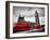 London, the Uk. Red Buses in Motion and Big Ben, the Palace of Westminster. the Icons of England In-Michal Bednarek-Framed Photographic Print