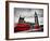 London, the Uk. Red Buses in Motion and Big Ben, the Palace of Westminster. the Icons of England In-Michal Bednarek-Framed Photographic Print