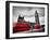 London, the Uk. Red Buses in Motion and Big Ben, the Palace of Westminster. the Icons of England In-Michal Bednarek-Framed Photographic Print