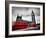 London, the Uk. Red Buses in Motion and Big Ben, the Palace of Westminster. the Icons of England In-Michal Bednarek-Framed Photographic Print