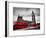 London, the Uk. Red Buses in Motion and Big Ben, the Palace of Westminster. the Icons of England In-Michal Bednarek-Framed Photographic Print