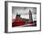 London, the Uk. Red Buses in Motion and Big Ben, the Palace of Westminster. the Icons of England In-Michal Bednarek-Framed Photographic Print