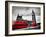 London, the Uk. Red Buses in Motion and Big Ben, the Palace of Westminster. the Icons of England In-Michal Bednarek-Framed Photographic Print