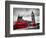 London, the Uk. Red Buses in Motion and Big Ben, the Palace of Westminster. the Icons of England In-Michal Bednarek-Framed Photographic Print