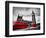 London, the Uk. Red Buses in Motion and Big Ben, the Palace of Westminster. the Icons of England In-Michal Bednarek-Framed Photographic Print