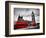 London, the Uk. Red Buses in Motion and Big Ben, the Palace of Westminster. the Icons of England In-Michal Bednarek-Framed Photographic Print