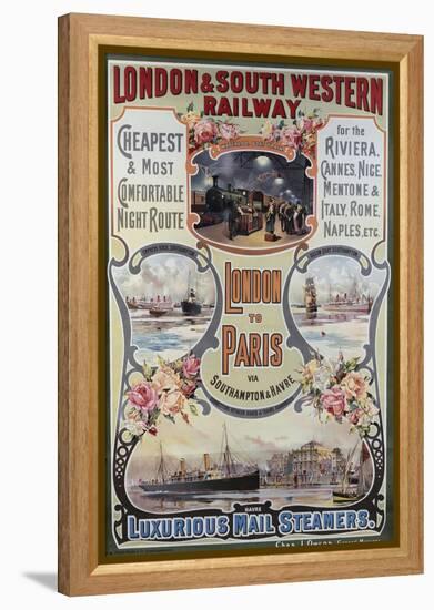 London to Paris Poster, London and South Western Railway-null-Framed Premier Image Canvas