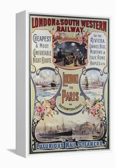 London to Paris Poster, London and South Western Railway-null-Framed Premier Image Canvas