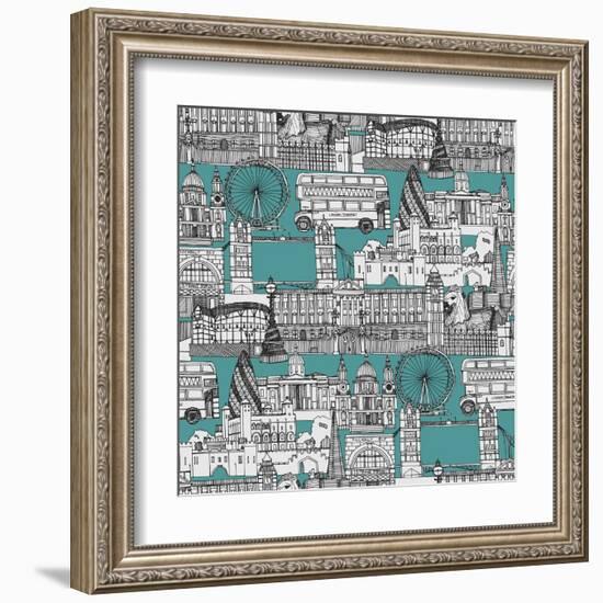 London Toile Blue-Sharon Turner-Framed Art Print