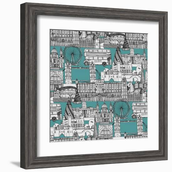 London Toile Blue-Sharon Turner-Framed Art Print