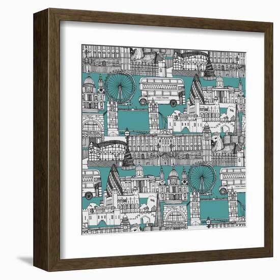 London Toile Blue-Sharon Turner-Framed Art Print