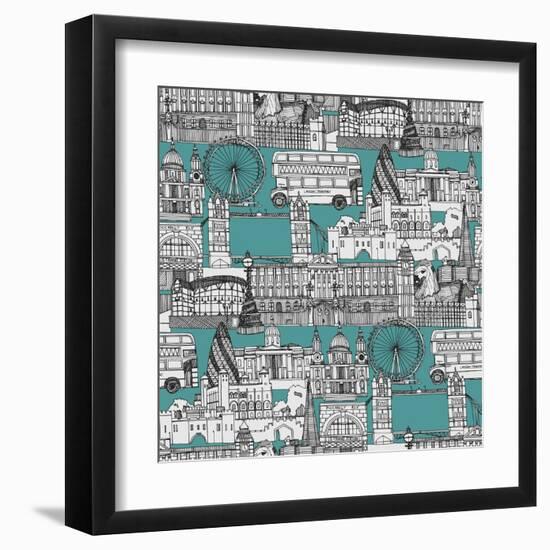 London Toile Blue-Sharon Turner-Framed Art Print