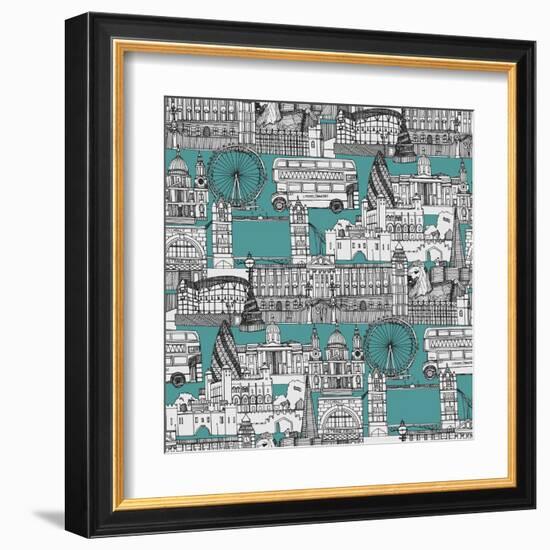 London Toile Blue-Sharon Turner-Framed Art Print