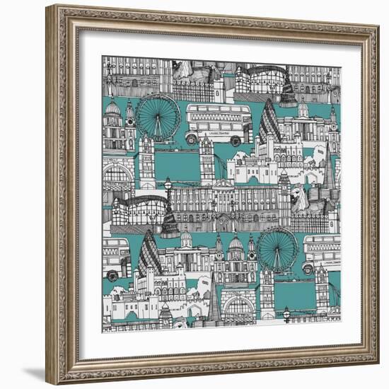 London Toile Blue-Sharon Turner-Framed Art Print